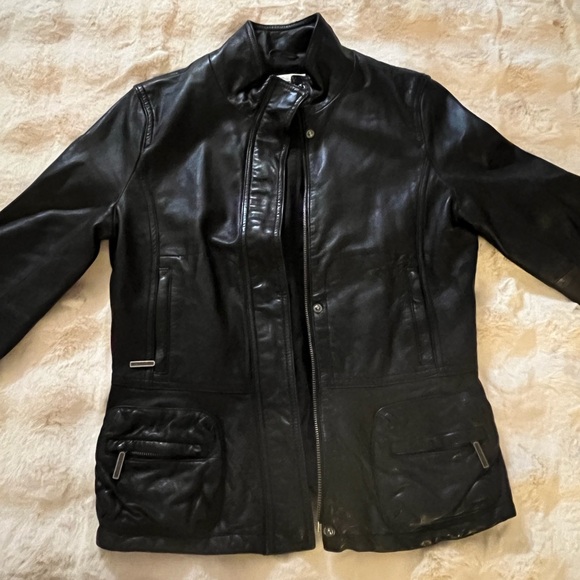 Vince Black Leather Jacket - Picture 1 of 3